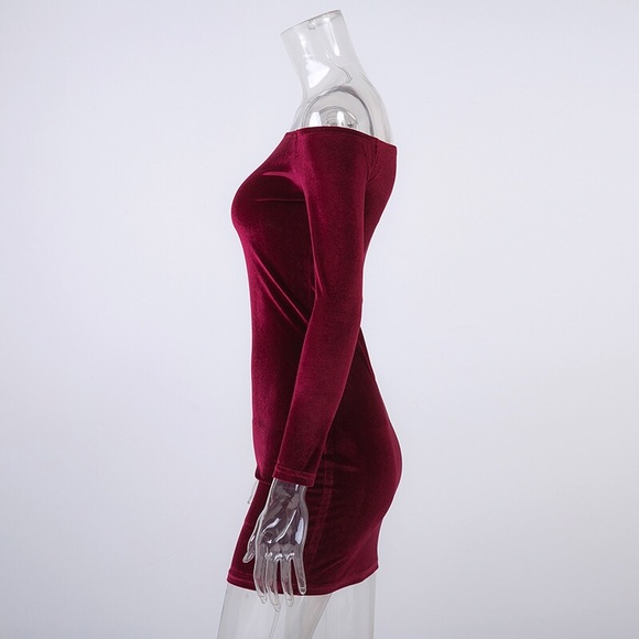 Velvet Long Sleeve Bodycon Dress - Picture 4 of 8